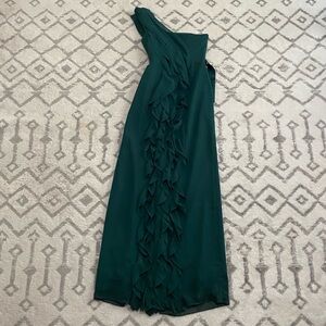 White by Vera Wang One-Shoulder Dress in Dark Green